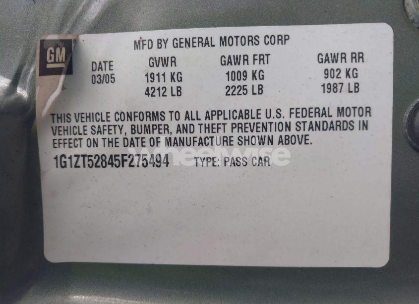 Photo 9 of 2005 Chevrolet Malibu LS (VIN 1G1ZT52845F275494)