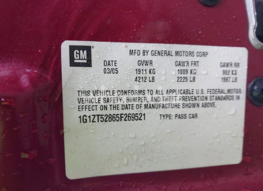 Photo 9 of 2005 Chevrolet Malibu LS (VIN 1G1ZT52865F269521)