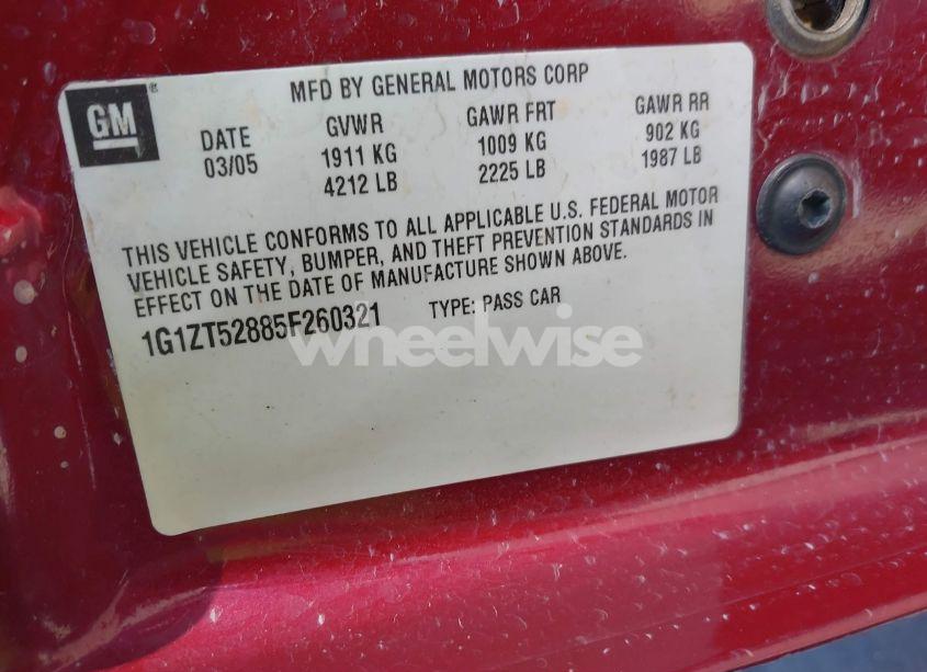 Photo 9 of 2005 Chevrolet Malibu LS (VIN 1G1ZT52885F260321)