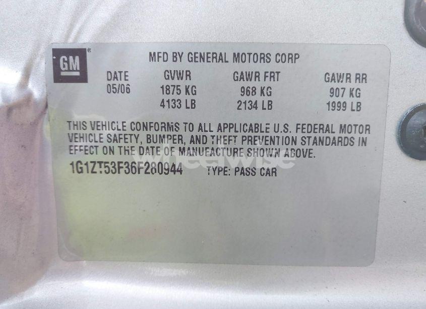 Photo 9 of 2006 Chevrolet Malibu LT (VIN 1G1ZT53F36F280944)