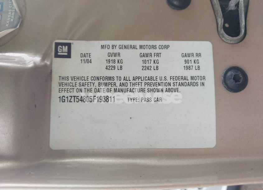 Photo 9 of 2005 Chevrolet Malibu LS (VIN 1G1ZT54805F193811)