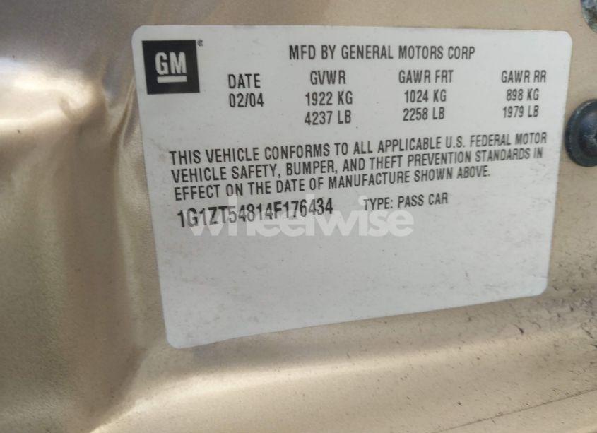 Photo 9 of 2004 Chevrolet Malibu LS (VIN 1G1ZT54814F176434)