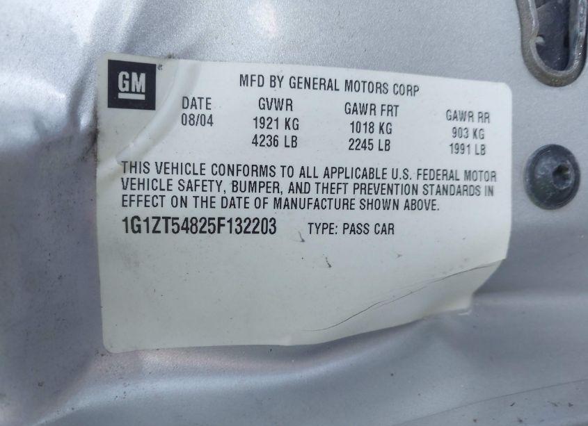 Photo 9 of 2005 Chevrolet Malibu LS (VIN 1G1ZT54825F132203)