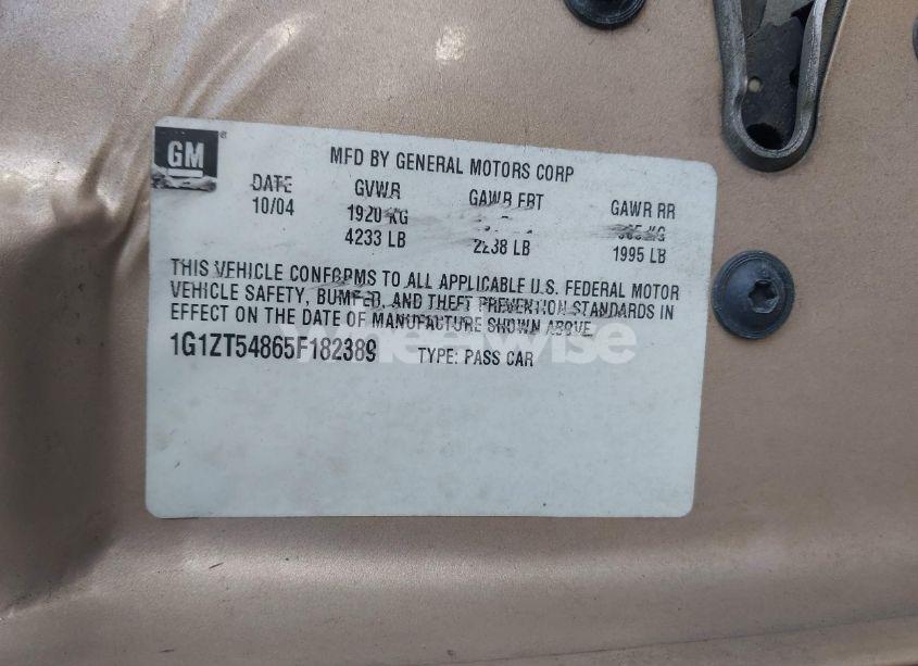 Photo 9 of 2005 Chevrolet Malibu LS (VIN 1G1ZT54865F182389)