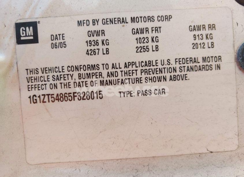 Photo 9 of 2005 Chevrolet Malibu LS (VIN 1G1ZT54865F328015)