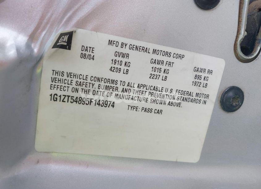 Photo 9 of 2005 Chevrolet Malibu LS (VIN 1G1ZT54895F143974)