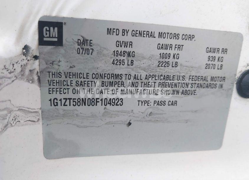 Photo 9 of 2008 Chevrolet Malibu CLASSIC LT (VIN 1G1ZT58N08F104923)