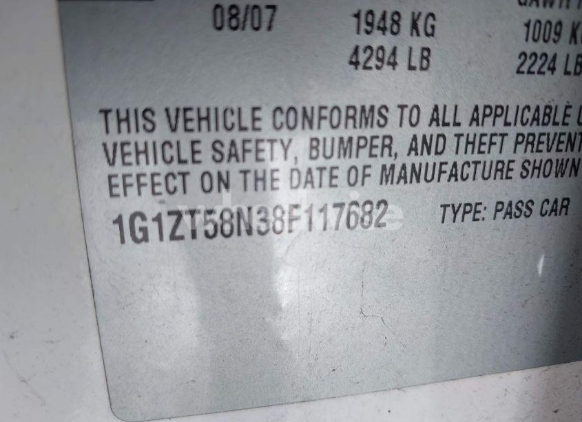 Photo 9 of 2008 Chevrolet Malibu CLASSIC LT (VIN 1G1ZT58N38F117682)