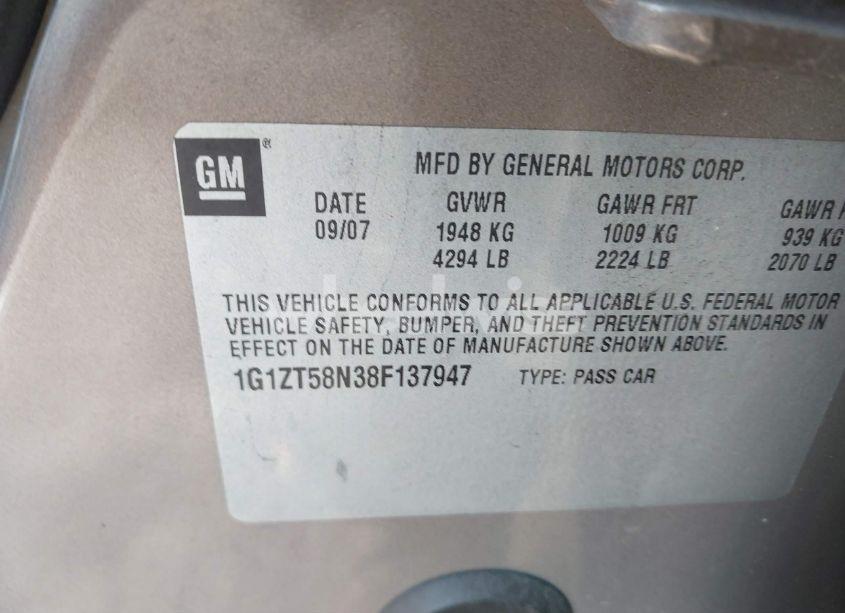 Photo 9 of 2008 Chevrolet Malibu CLASSIC LT (VIN 1G1ZT58N38F137947)