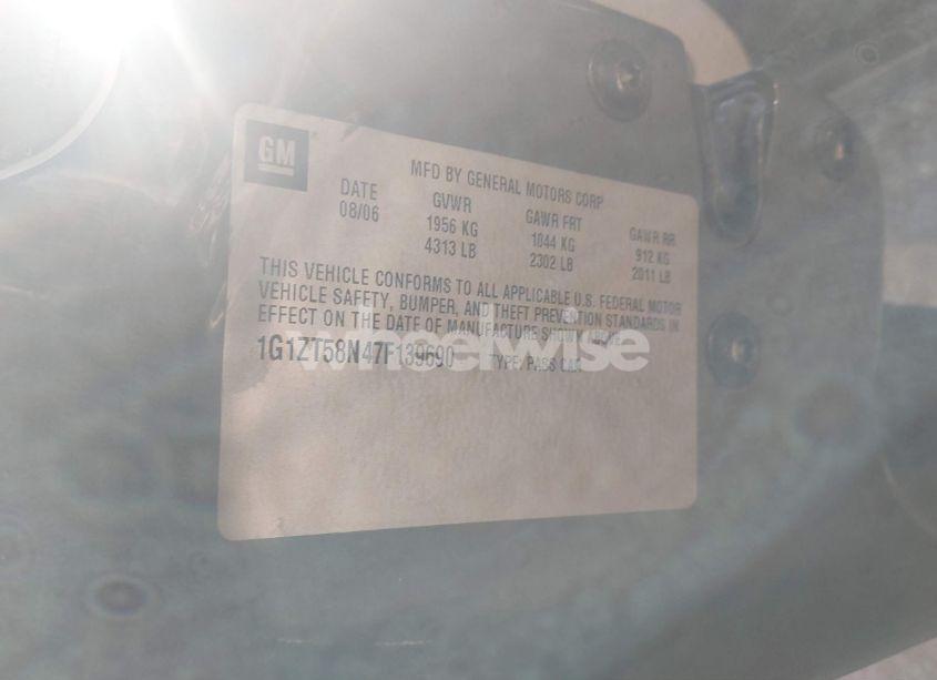 Photo 9 of 2007 Chevrolet Malibu LT (VIN 1G1ZT58N47F139690)