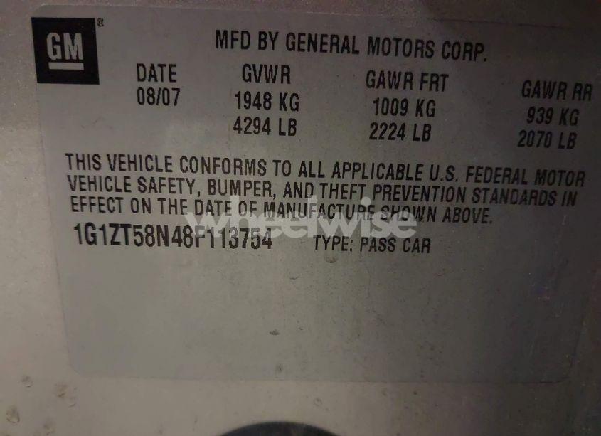 Photo 9 of 2008 Chevrolet Malibu CLASSIC LT (VIN 1G1ZT58N48F113754)
