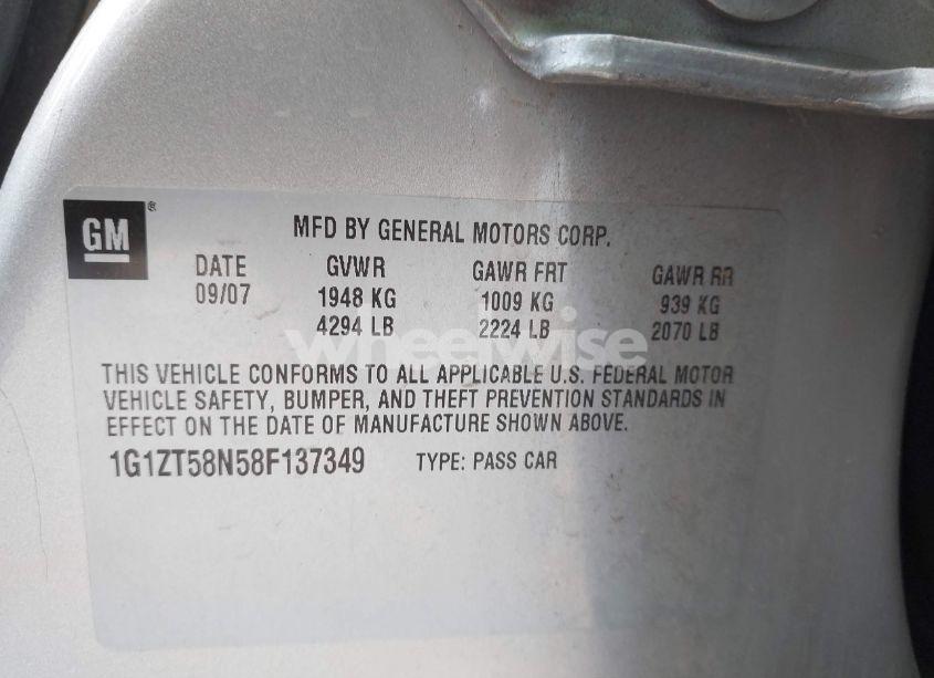 Photo 9 of 2008 Chevrolet Malibu CLASSIC LT (VIN 1G1ZT58N58F137349)