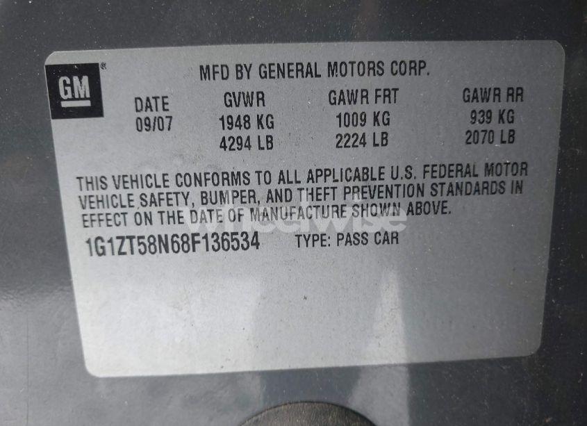 Photo 9 of 2008 Chevrolet Malibu CLASSIC LT (VIN 1G1ZT58N68F136534)