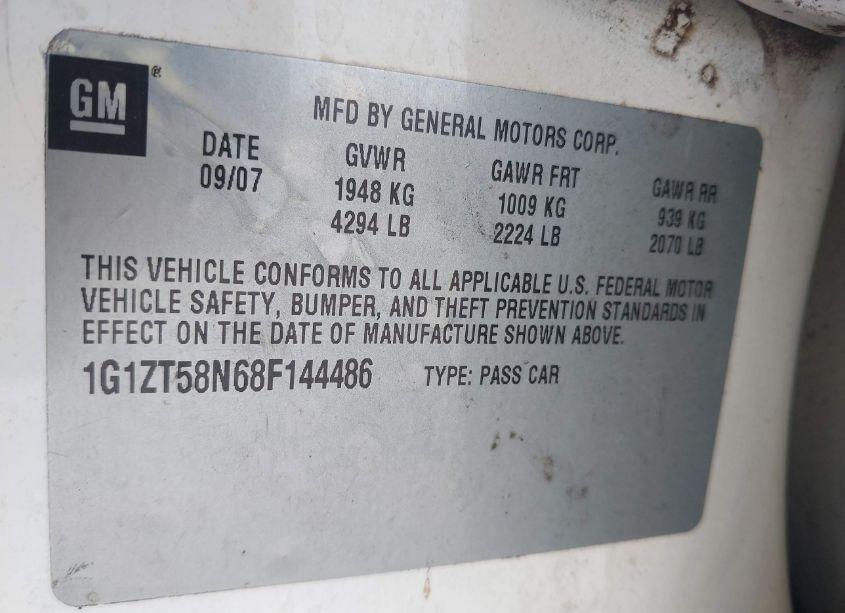 Photo 9 of 2008 Chevrolet Malibu CLASSIC LT (VIN 1G1ZT58N68F144486)