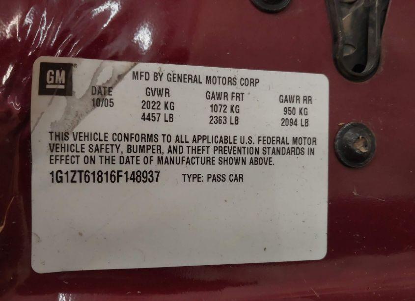 Photo 9 of 2006 Chevrolet Malibu MAXX LT (VIN 1G1ZT61816F148937)