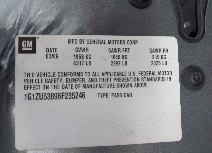 Photo 9 of 2006 Chevrolet Malibu LTZ (VIN 1G1ZU53896F235246)