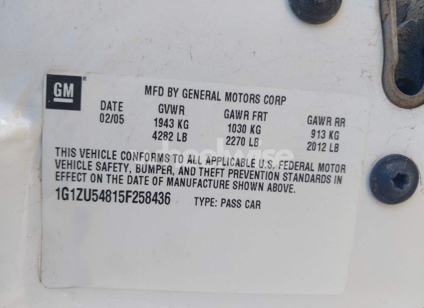 Photo 9 of 2005 Chevrolet Malibu LT (VIN 1G1ZU54815F258436)