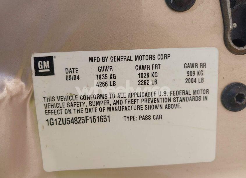 Photo 9 of 2005 Chevrolet Malibu LT (VIN 1G1ZU54825F161651)