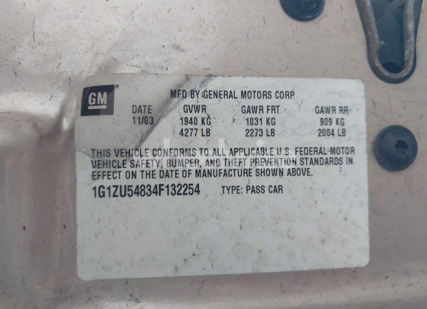 Photo 9 of 2004 Chevrolet Malibu LT (VIN 1G1ZU54834F132254)