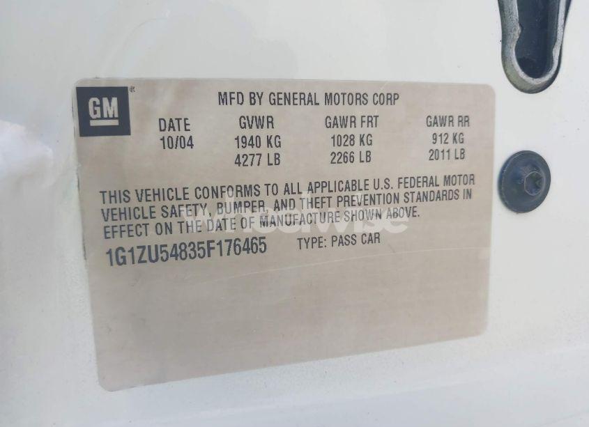 Photo 9 of 2005 Chevrolet Malibu LT (VIN 1G1ZU54835F176465)