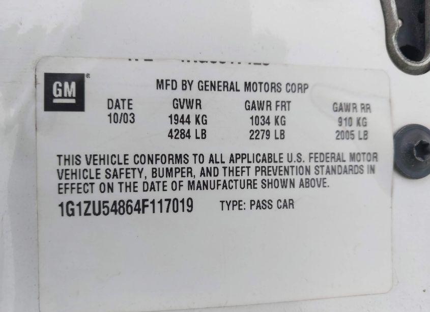 Photo 9 of 2004 Chevrolet Malibu LT (VIN 1G1ZU54864F117019)