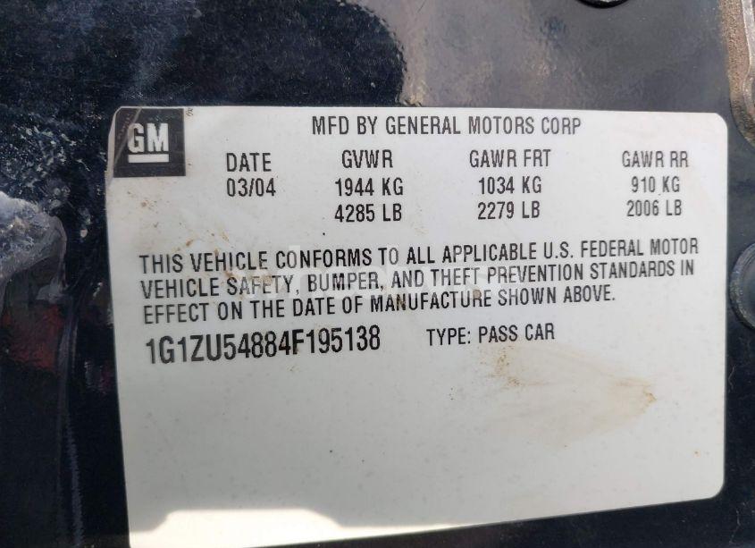 Photo 9 of 2004 Chevrolet Malibu LT (VIN 1G1ZU54884F195138)