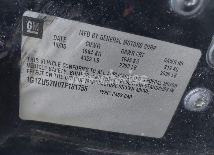 Photo 9 of 2007 Chevrolet Malibu LTZ (VIN 1G1ZU57N07F181756)