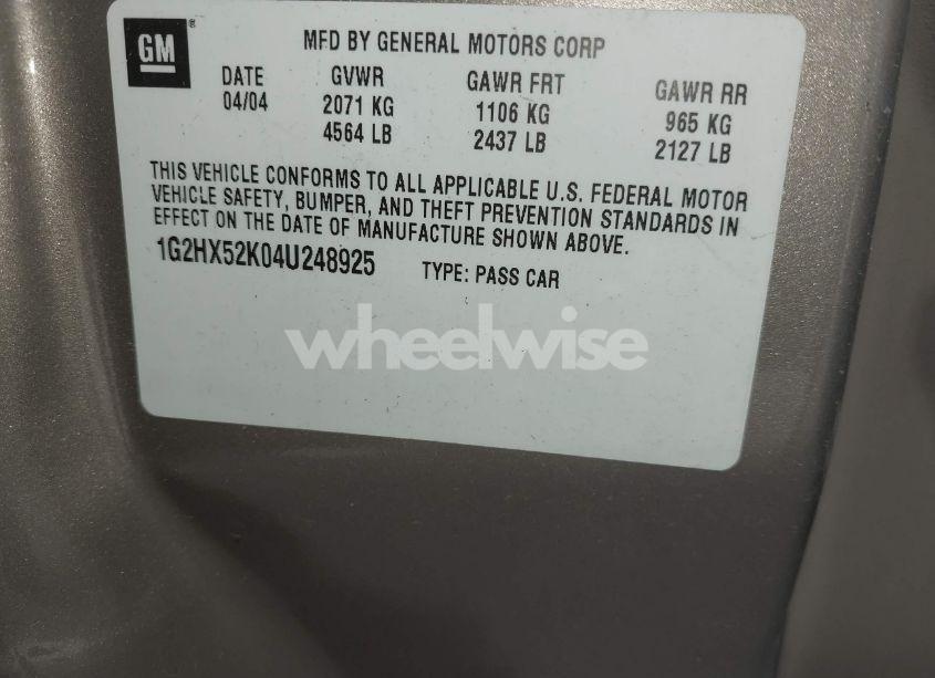 Photo 9 of 2004 Pontiac Bonneville SE (VIN 1G2HX52K04U248925)