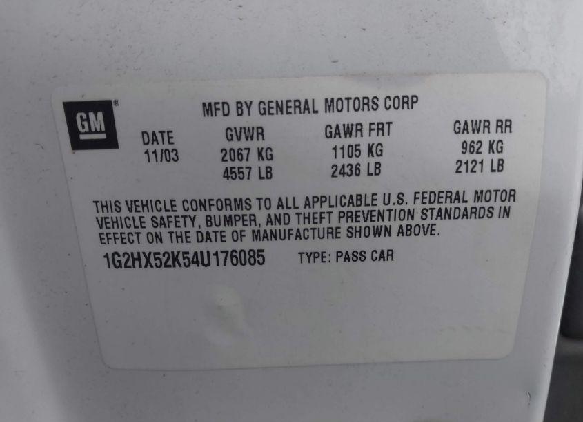 Photo 9 of 2004 Pontiac Bonneville SE (VIN 1G2HX52K54U176085)