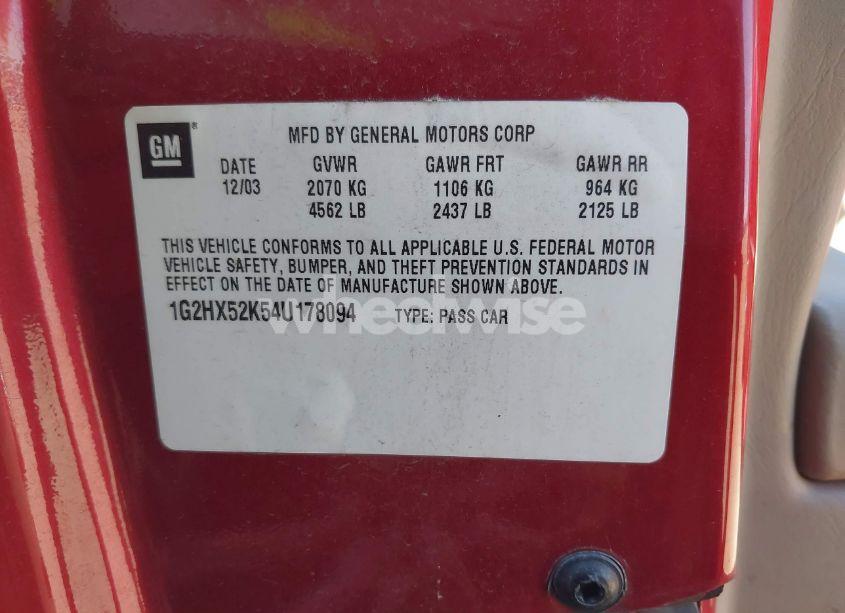 Photo 9 of 2004 Pontiac Bonneville SE (VIN 1G2HX52K54U178094)