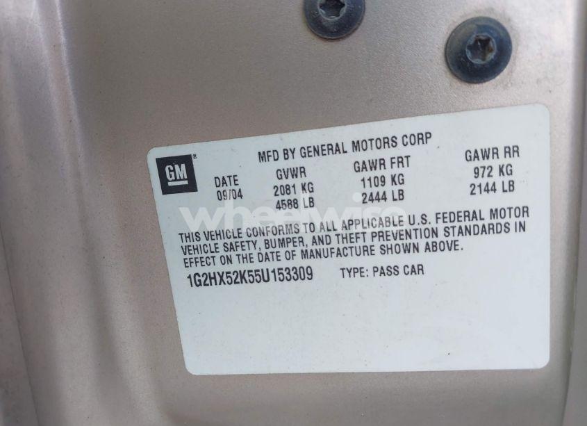 Photo 9 of 2005 Pontiac Bonneville SE (VIN 1G2HX52K55U153309)