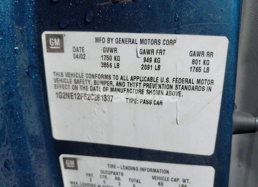 Photo 9 of 2002 Pontiac Grand AM SE (VIN 1G2NE12F62C281337)