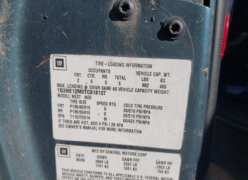 Photo 9 of 1996 Pontiac Grand AM SE (VIN 1G2NE12M0TC818137)