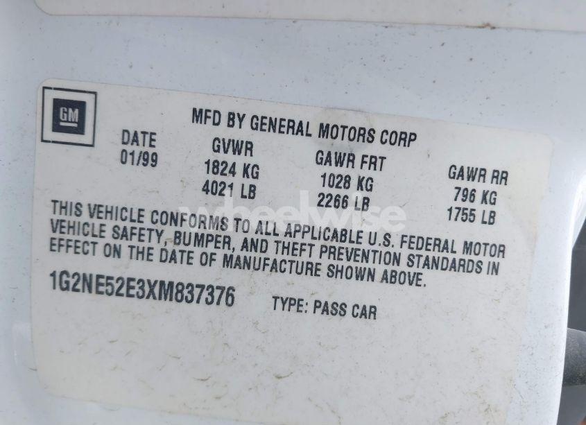 Photo 9 of 1999 Pontiac Grand AM SE1 (VIN 1G2NE52E3XM837376)