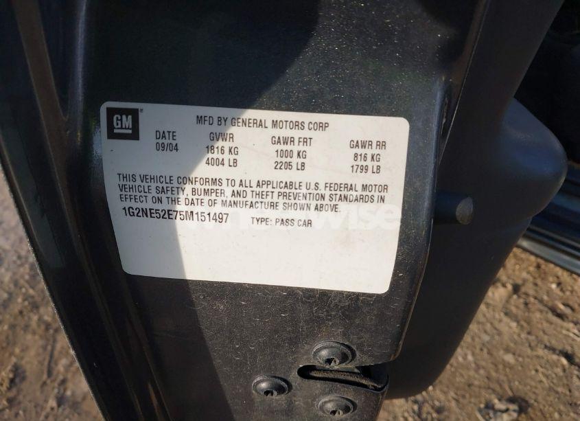 Photo 9 of 2005 Pontiac Grand AM SE (VIN 1G2NE52E75M151497)