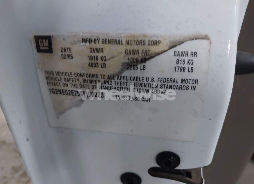 Photo 9 of 2005 Pontiac Grand AM SE (VIN 1G2NE52E75M198223)