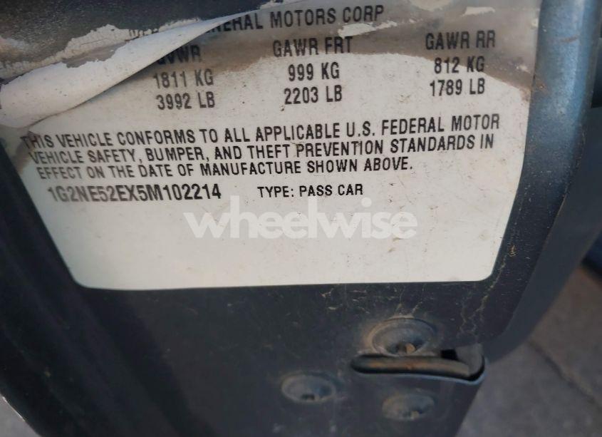 Photo 9 of 2005 Pontiac Grand AM SE (VIN 1G2NE52EX5M102214)