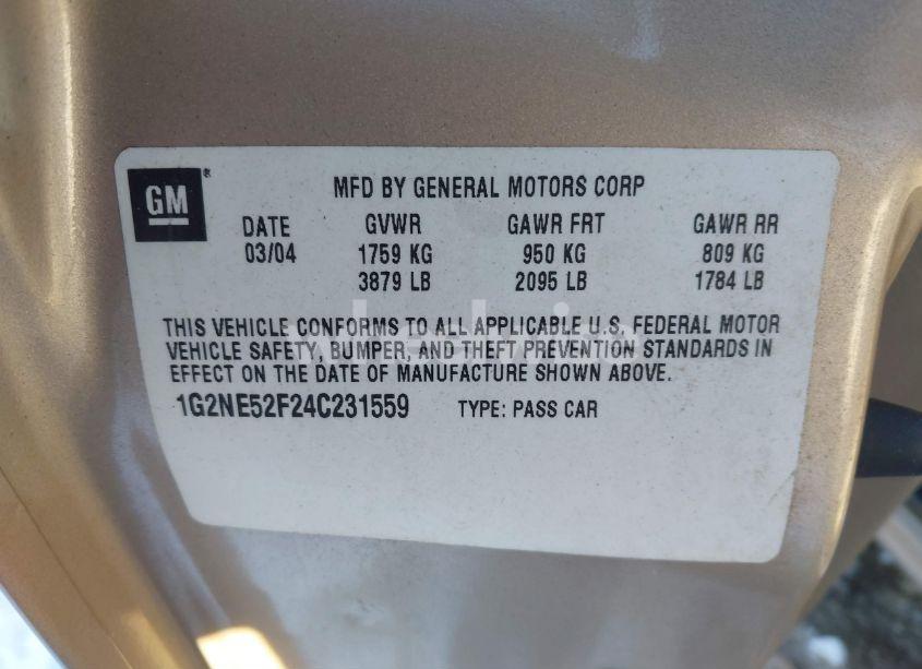 Photo 9 of 2004 Pontiac Grand AM SE (VIN 1G2NE52F24C231559)