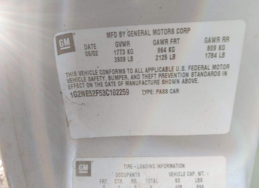 Photo 9 of 2003 Pontiac Grand AM SE (VIN 1G2NE52F53C102259)