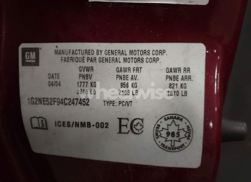 Photo 9 of 2004 Pontiac Grand AM SE (VIN 1G2NE52F94C247452)