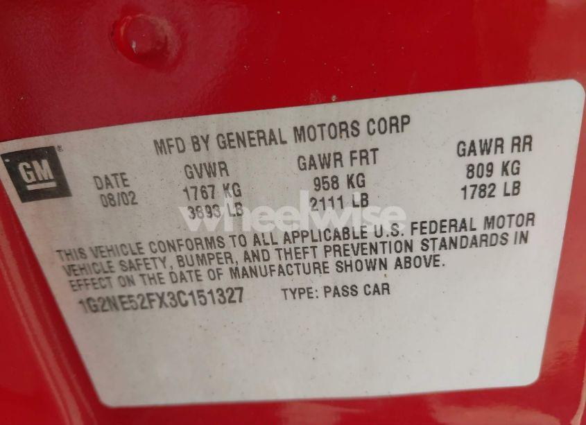 Photo 9 of 2003 Pontiac Grand AM SE (VIN 1G2NE52FX3C151327)