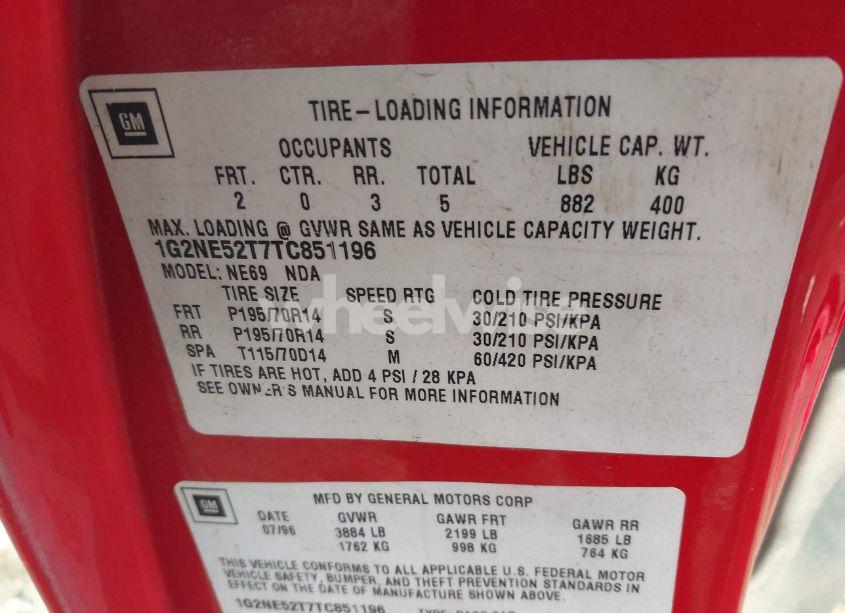 Photo 9 of 1996 Pontiac Grand AM SE (VIN 1G2NE52T7TC851196)