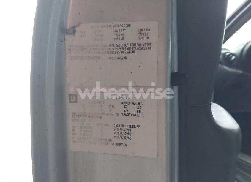 Photo 9 of 2001 Pontiac Grand AM SE1 (VIN 1G2NF12E11M647508)