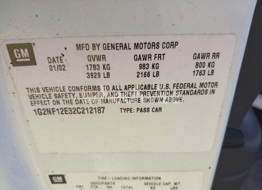 Photo 9 of 2002 Pontiac Grand AM SE1 (VIN 1G2NF12E32C212187)