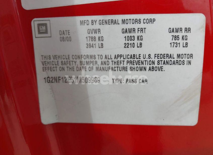 Photo 9 of 2001 Pontiac Grand AM SE1 (VIN 1G2NF12E51M509969)
