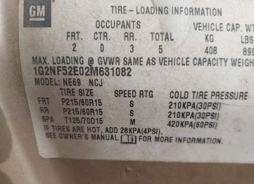 Photo 9 of 2002 Pontiac Grand AM SE1 (VIN 1G2NF52E02M631082)