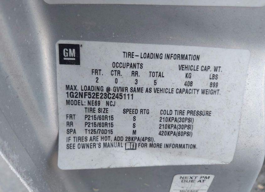 Photo 9 of 2003 Pontiac Grand AM SE1 (VIN 1G2NF52E23C245111)