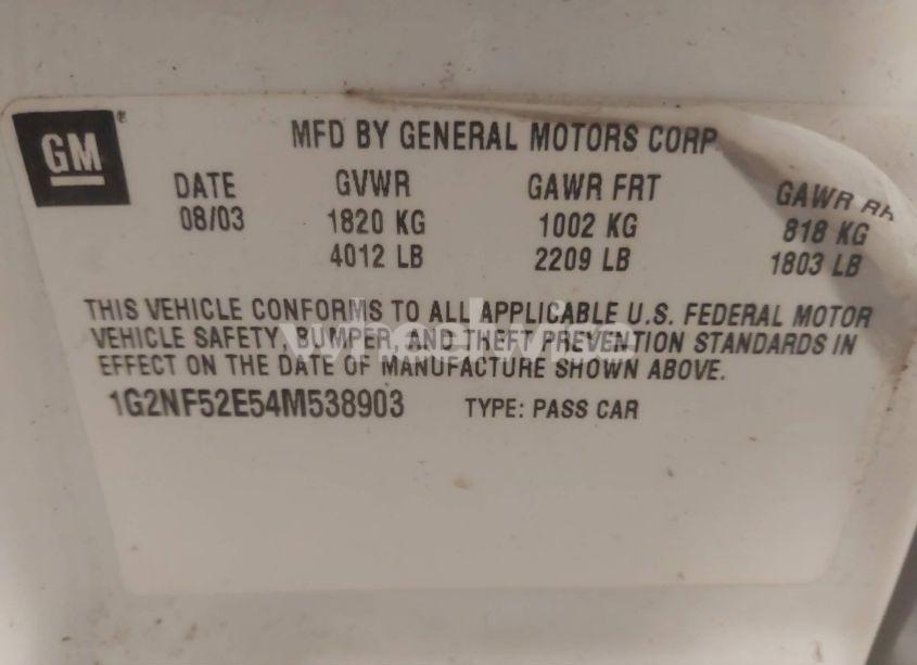 Photo 9 of 2004 Pontiac Grand AM SE1 (VIN 1G2NF52E54M538903)