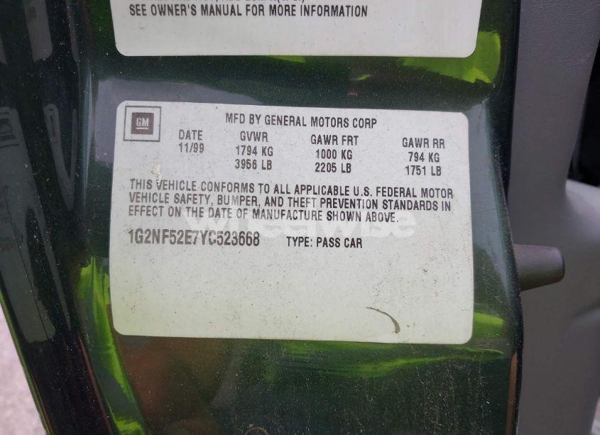 Photo 9 of 2000 Pontiac Grand AM SE1 (VIN 1G2NF52E7YC523668)