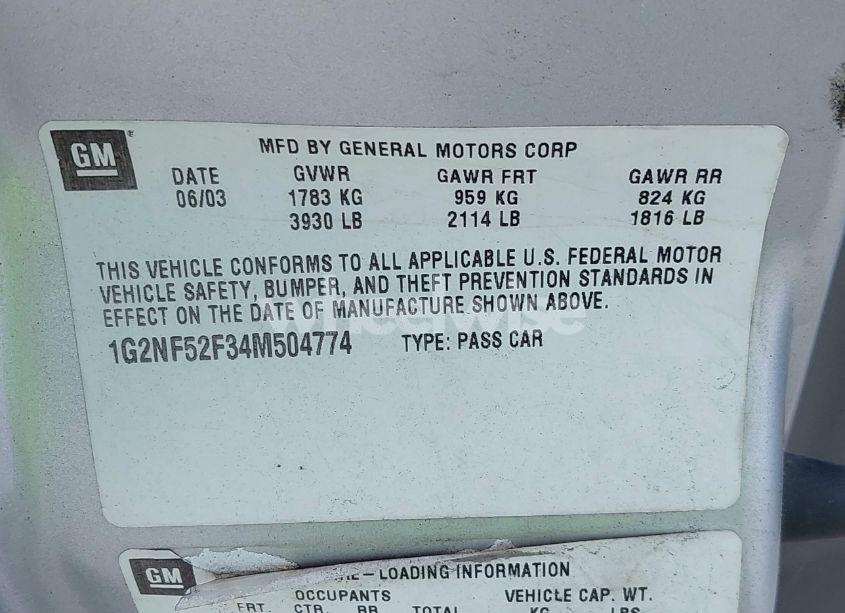 Photo 9 of 2004 Pontiac Grand AM SE1 (VIN 1G2NF52F34M504774)